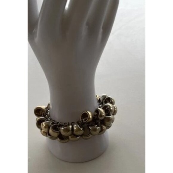 Vintage Lia Sophia Bracelet CHA CHA CHA Chunky Brushed Gold Tone Links Sz 7” - Picture 10 of 14